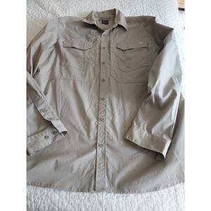 511 tactical shirt size 2XL Tall Tan EUC button up Mens hook loop pockets close